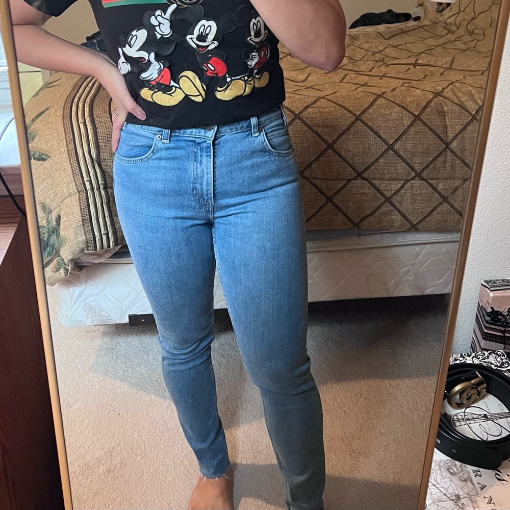 Denim wash ,nice fit . Used a couple of time and in good condition ,